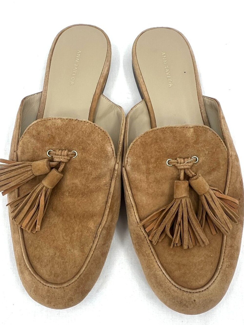 Ann Taylor Tan Suede Mules Women's 8.5